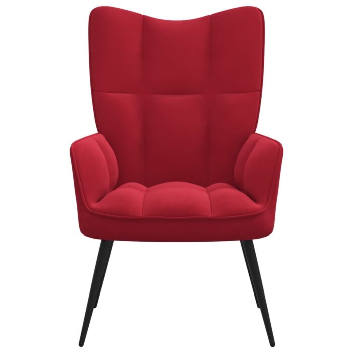 Chaise de relaxation Rouge bordeaux Velours – Image 2