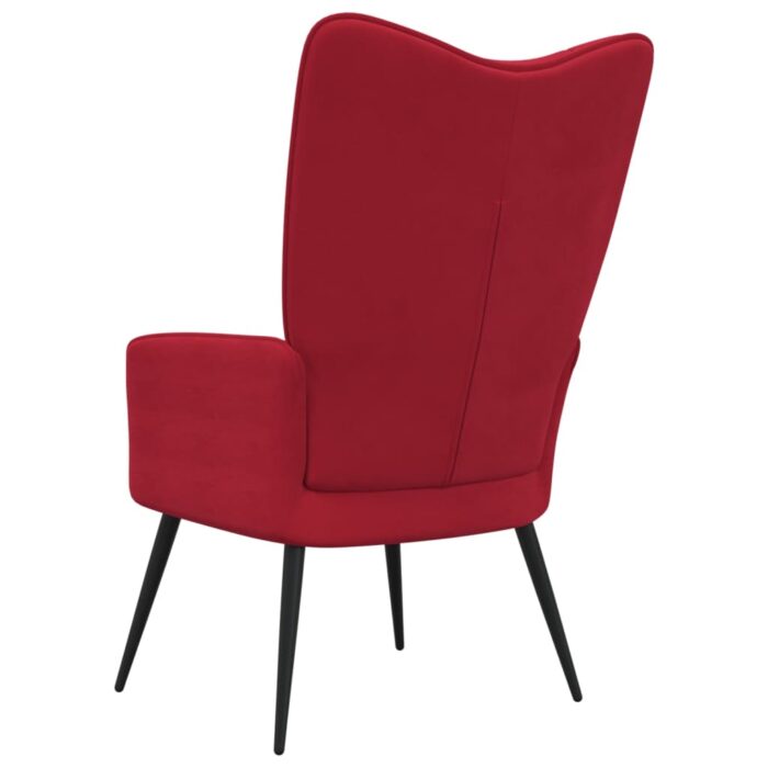 Chaise de relaxation Rouge bordeaux Velours – Image 4
