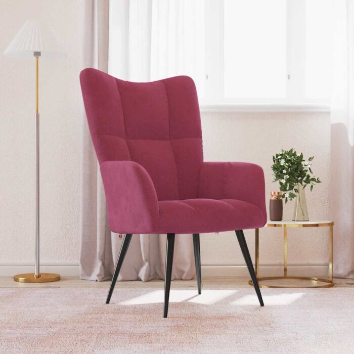 Chaise de relaxation Rouge bordeaux Velours – Image 1