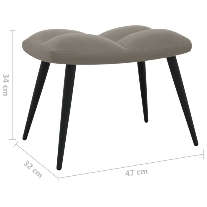 Chaise de relaxation avec tabouret Gris clair Velours – Image 10