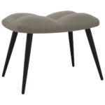 Chaise de relaxation avec tabouret Gris clair Velours – Image 6
