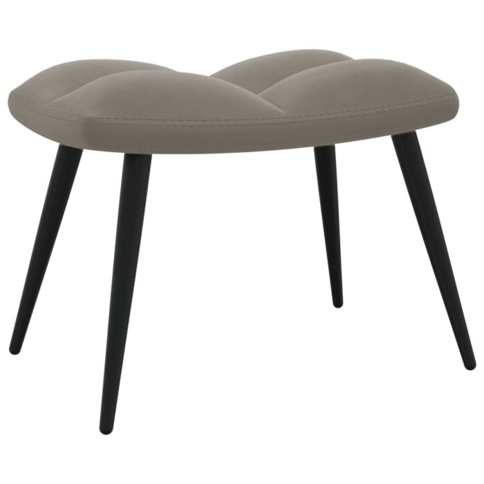 Chaise de relaxation avec tabouret Gris clair Velours – Image 6