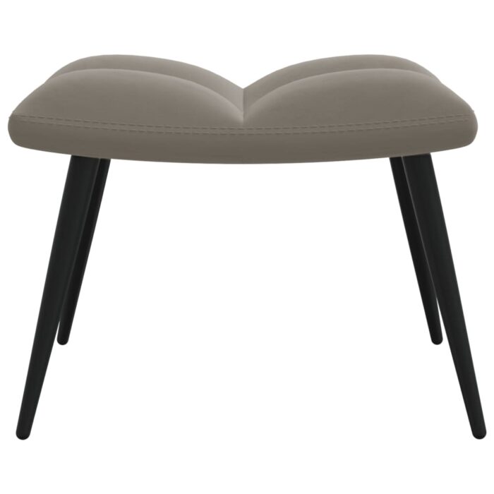 Chaise de relaxation avec tabouret Gris clair Velours – Image 7