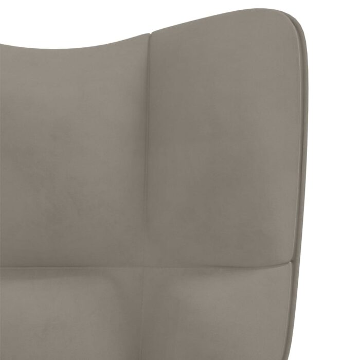 Chaise de relaxation avec tabouret Gris clair Velours – Image 8