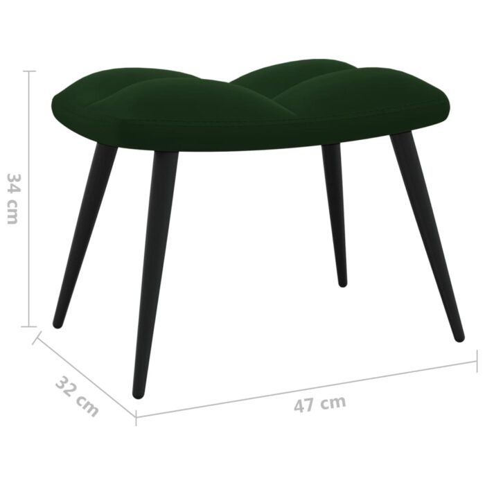 Chaise de relaxation avec tabouret Vert foncé Velours – Image 10