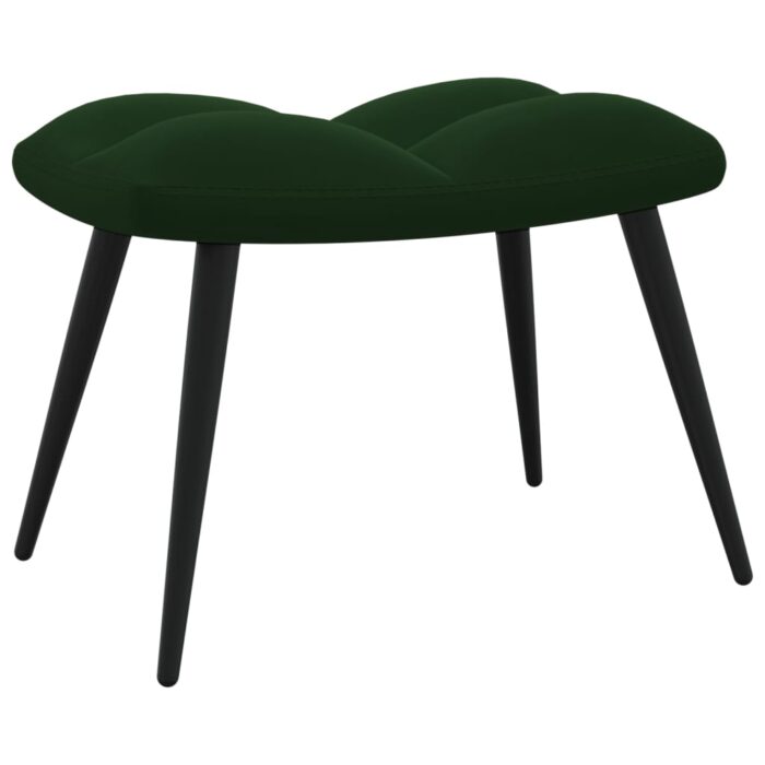 Chaise de relaxation avec tabouret Vert foncé Velours – Image 6