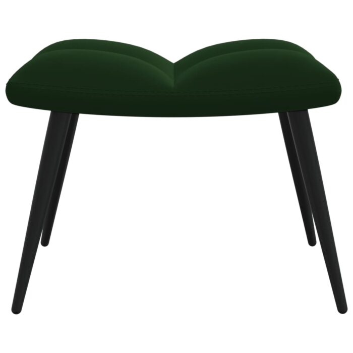Chaise de relaxation avec tabouret Vert foncé Velours – Image 7
