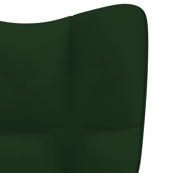 Chaise de relaxation avec tabouret Vert foncé Velours – Image 8