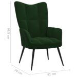 Chaise de relaxation avec tabouret Vert foncé Velours – Image 9