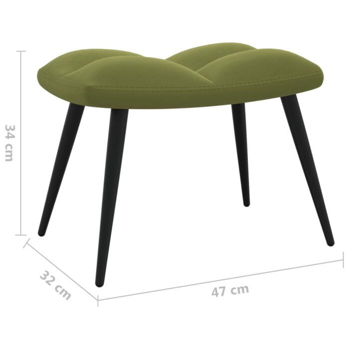 Chaise de relaxation avec tabouret Vert clair Velours – Image 10