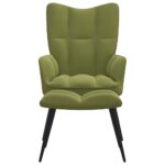 Chaise de relaxation avec tabouret Vert clair Velours – Image 2