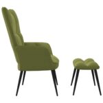 Chaise de relaxation avec tabouret Vert clair Velours – Image 3