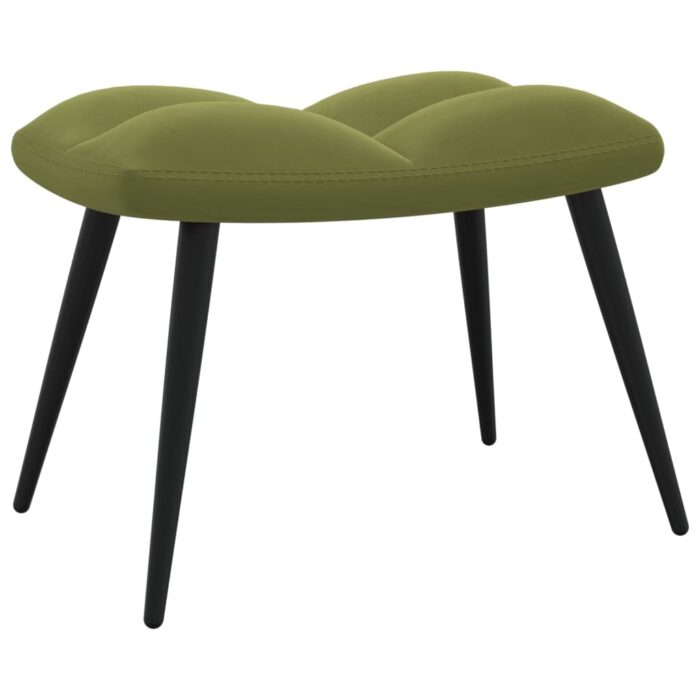 Chaise de relaxation avec tabouret Vert clair Velours – Image 6