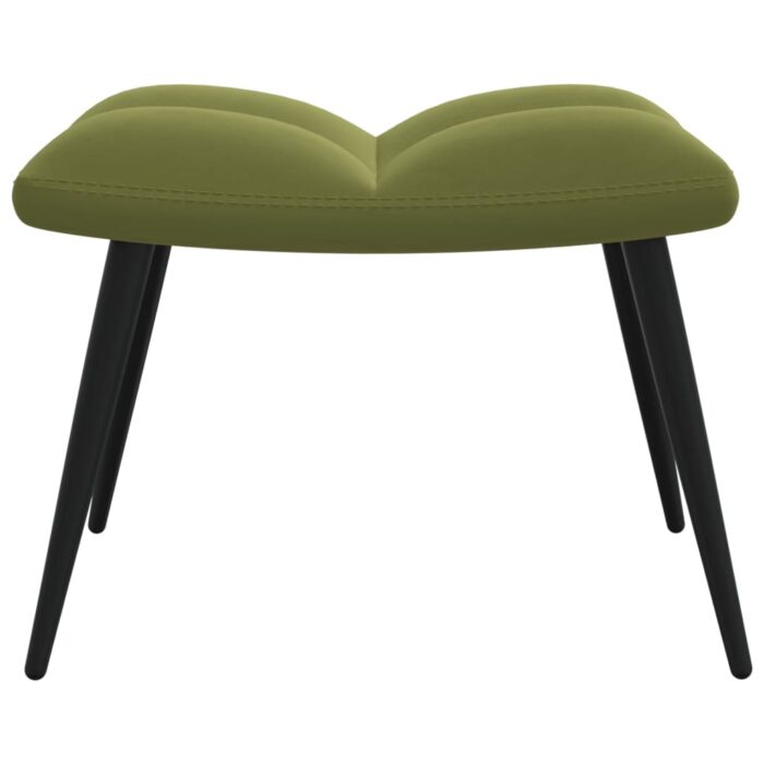 Chaise de relaxation avec tabouret Vert clair Velours – Image 7