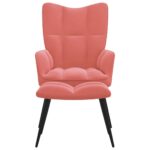 Chaise de relaxation avec tabouret Rose Velours – Image 2
