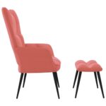 Chaise de relaxation avec tabouret Rose Velours – Image 3