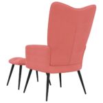 Chaise de relaxation avec tabouret Rose Velours – Image 4