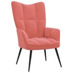 Chaise de relaxation avec tabouret Rose Velours – Image 5