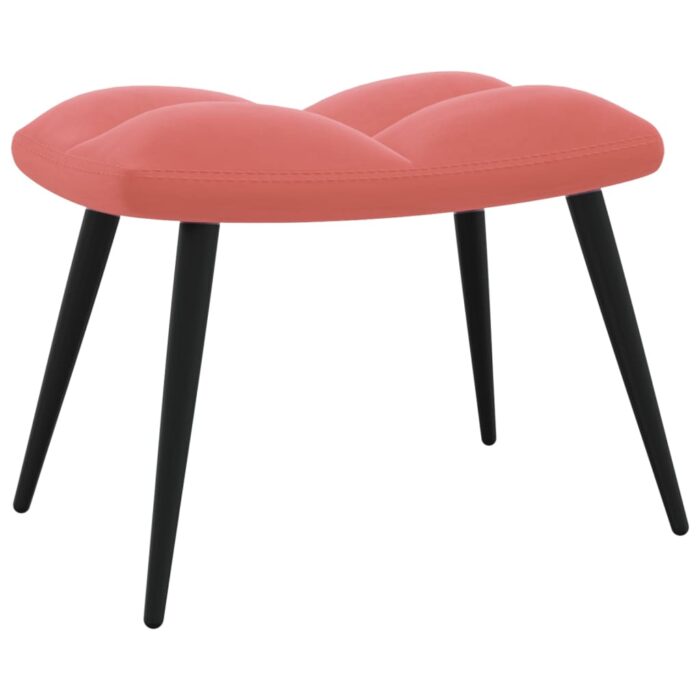 Chaise de relaxation avec tabouret Rose Velours – Image 6