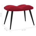 Chaise de relaxation avec tabouret Rouge bordeaux Velours – Image 10