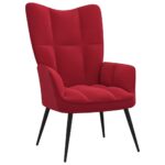 Chaise de relaxation avec tabouret Rouge bordeaux Velours – Image 5