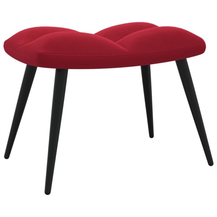 Chaise de relaxation avec tabouret Rouge bordeaux Velours – Image 6