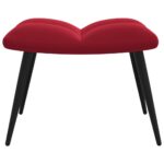 Chaise de relaxation avec tabouret Rouge bordeaux Velours – Image 7