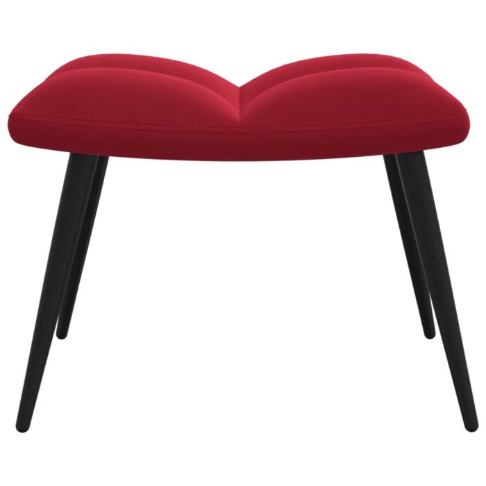 Chaise de relaxation avec tabouret Rouge bordeaux Velours – Image 7