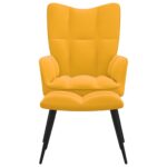 Chaise de relaxation avec tabouret Jaune moutarde Velours – Image 2