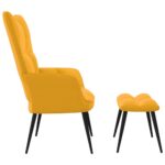 Chaise de relaxation avec tabouret Jaune moutarde Velours – Image 3