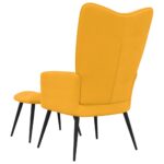 Chaise de relaxation avec tabouret Jaune moutarde Velours – Image 4