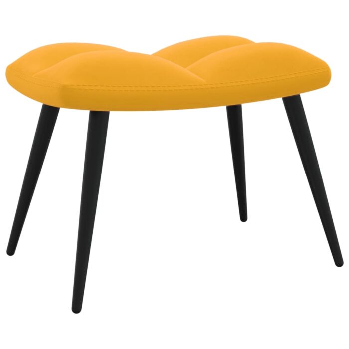 Chaise de relaxation avec tabouret Jaune moutarde Velours – Image 6