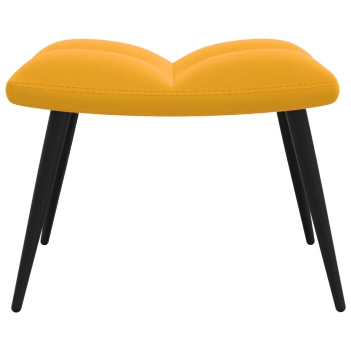 Chaise de relaxation avec tabouret Jaune moutarde Velours – Image 7