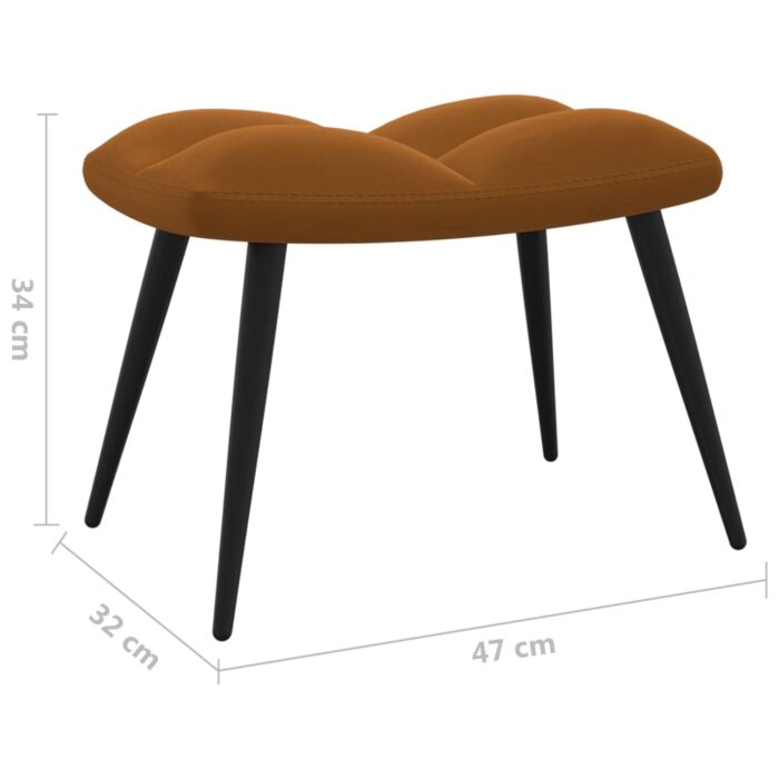 Chaise de relaxation avec tabouret Marron Velours – Image 10