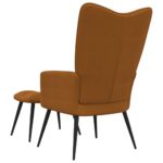 Chaise de relaxation avec tabouret Marron Velours – Image 4