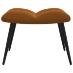 Chaise de relaxation avec tabouret Marron Velours – Image 7