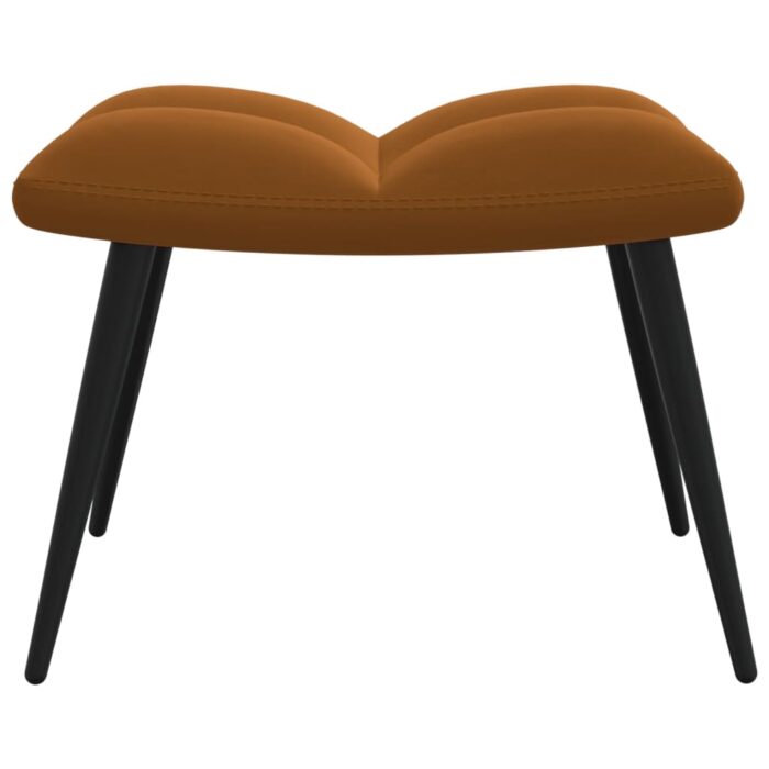 Chaise de relaxation avec tabouret Marron Velours – Image 7