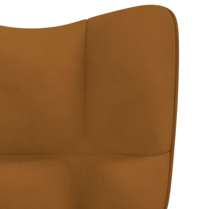 Chaise de relaxation avec tabouret Marron Velours – Image 8