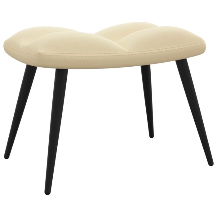 Chaise de relaxation avec tabouret Blanc crème Velours – Image 6