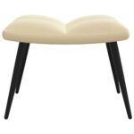 Chaise de relaxation avec tabouret Blanc crème Velours – Image 7