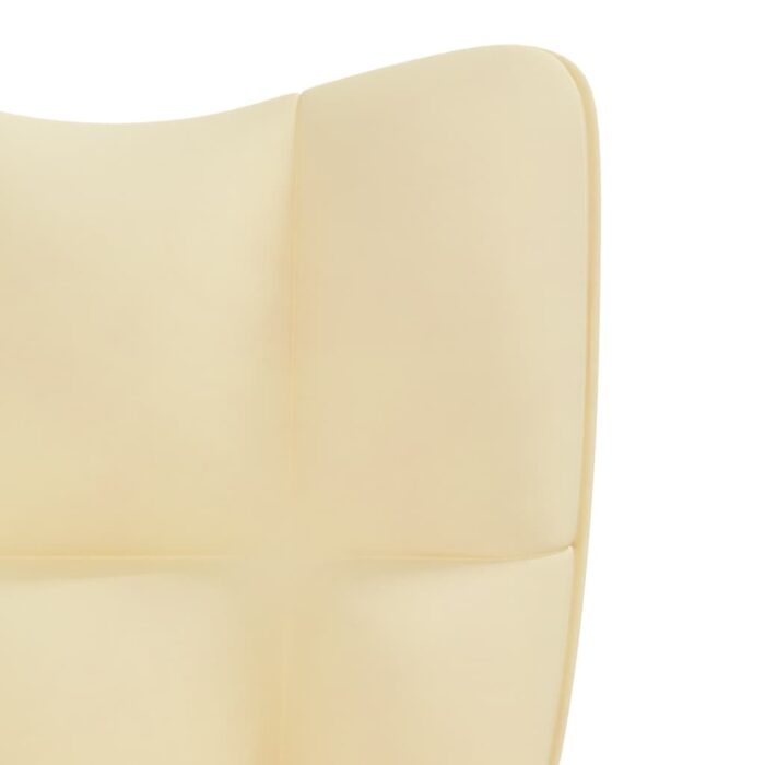 Chaise de relaxation avec tabouret Blanc crème Velours – Image 8