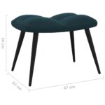 Chaise de relaxation avec tabouret Bleu Velours – Image 10