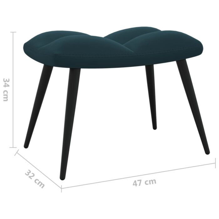 Chaise de relaxation avec tabouret Bleu Velours – Image 10
