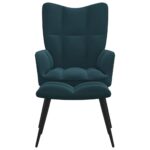 Chaise de relaxation avec tabouret Bleu Velours – Image 2