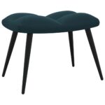 Chaise de relaxation avec tabouret Bleu Velours – Image 6