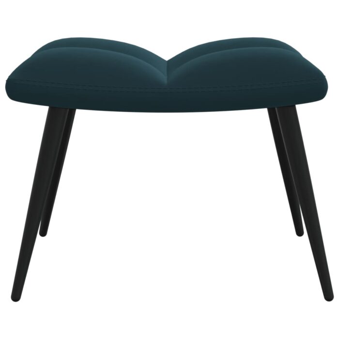Chaise de relaxation avec tabouret Bleu Velours – Image 7