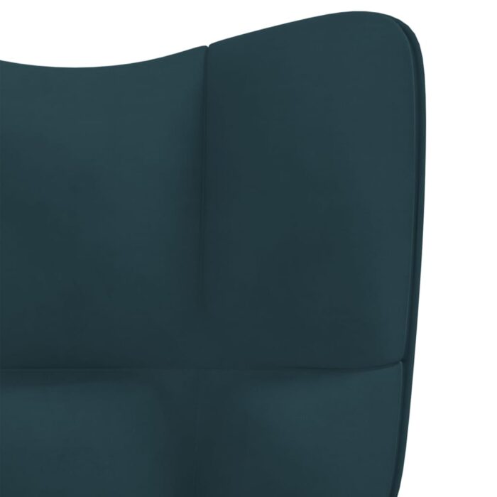 Chaise de relaxation avec tabouret Bleu Velours – Image 8
