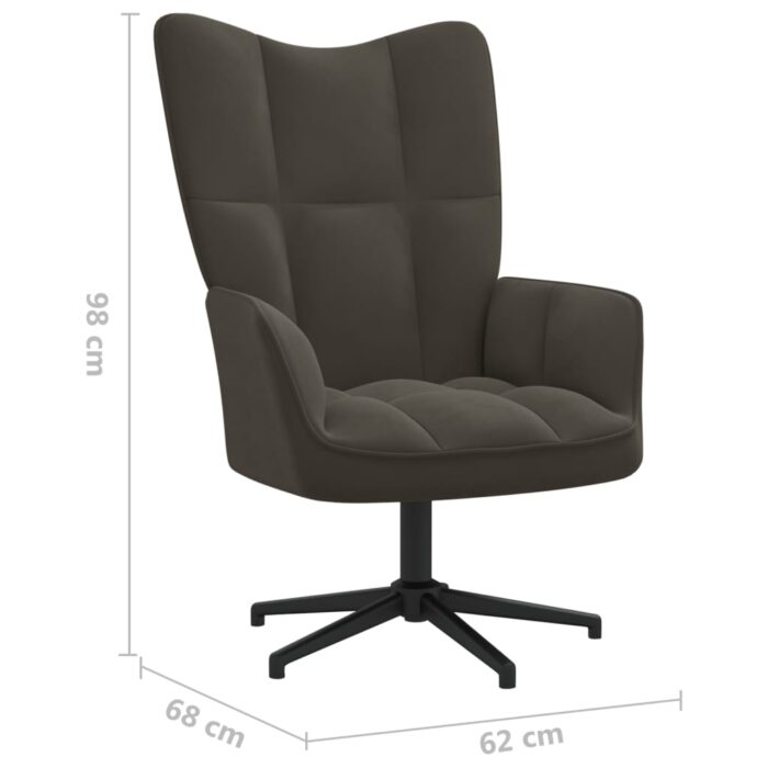 Chaise de relaxation Gris foncé Velours – Image 6