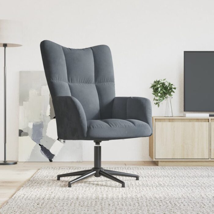 Chaise de relaxation Gris foncé Velours – Image 1