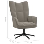 Chaise de relaxation avec tabouret Gris clair Velours – Image 10